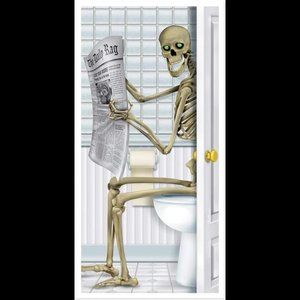 Skeleton Restroom Door Cover, Party Accessory, 5 Feet